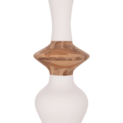 Decorative Floor Vase Nebula Hm4660.02s Fiber Cement In White--teak Wood Φ45x115hcm.
