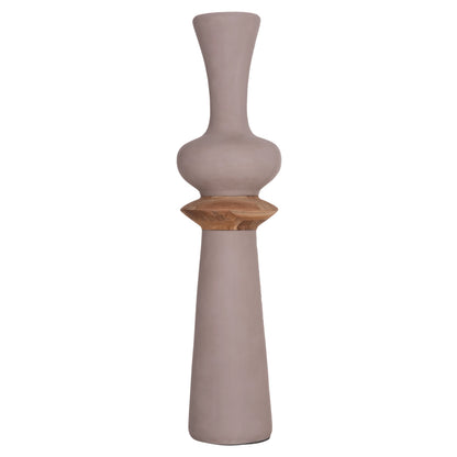 Decorative Floor Vase Nebula Hm4660.05l Fiber Cement In Taupe--teak Wood Φ45x172hcm.