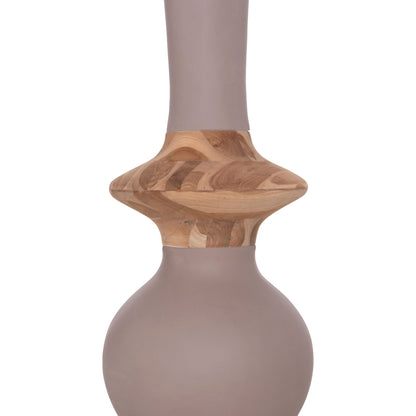 Decorative Floor Vase Nebula Hm4660.05m Fiber Cement In Taupe--teak Wood Φ45x148hcm.