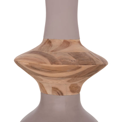 Decorative Floor Vase Nebula Hm4660.05s Fiber Cement In Taupe--teak Wood Φ45x115hcm.