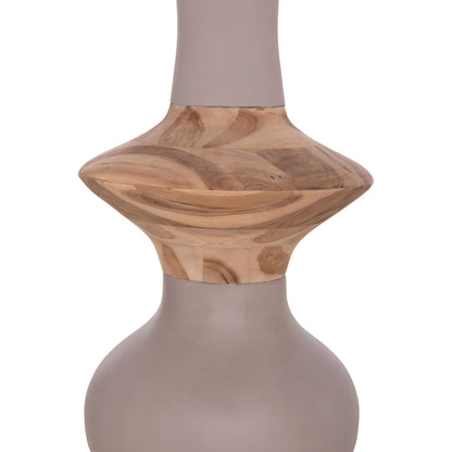 Decorative Floor Vase Nebula Hm4660.05s Fiber Cement In Taupe--teak Wood Φ45x115hcm.