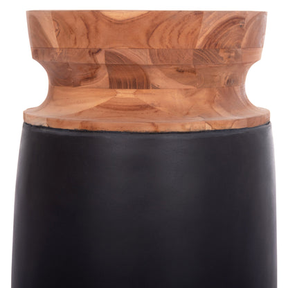 Decorative Floor Vase Linter Hm4662.01s Fiber Cement In Black--teak Wood Φ34x60hcm.