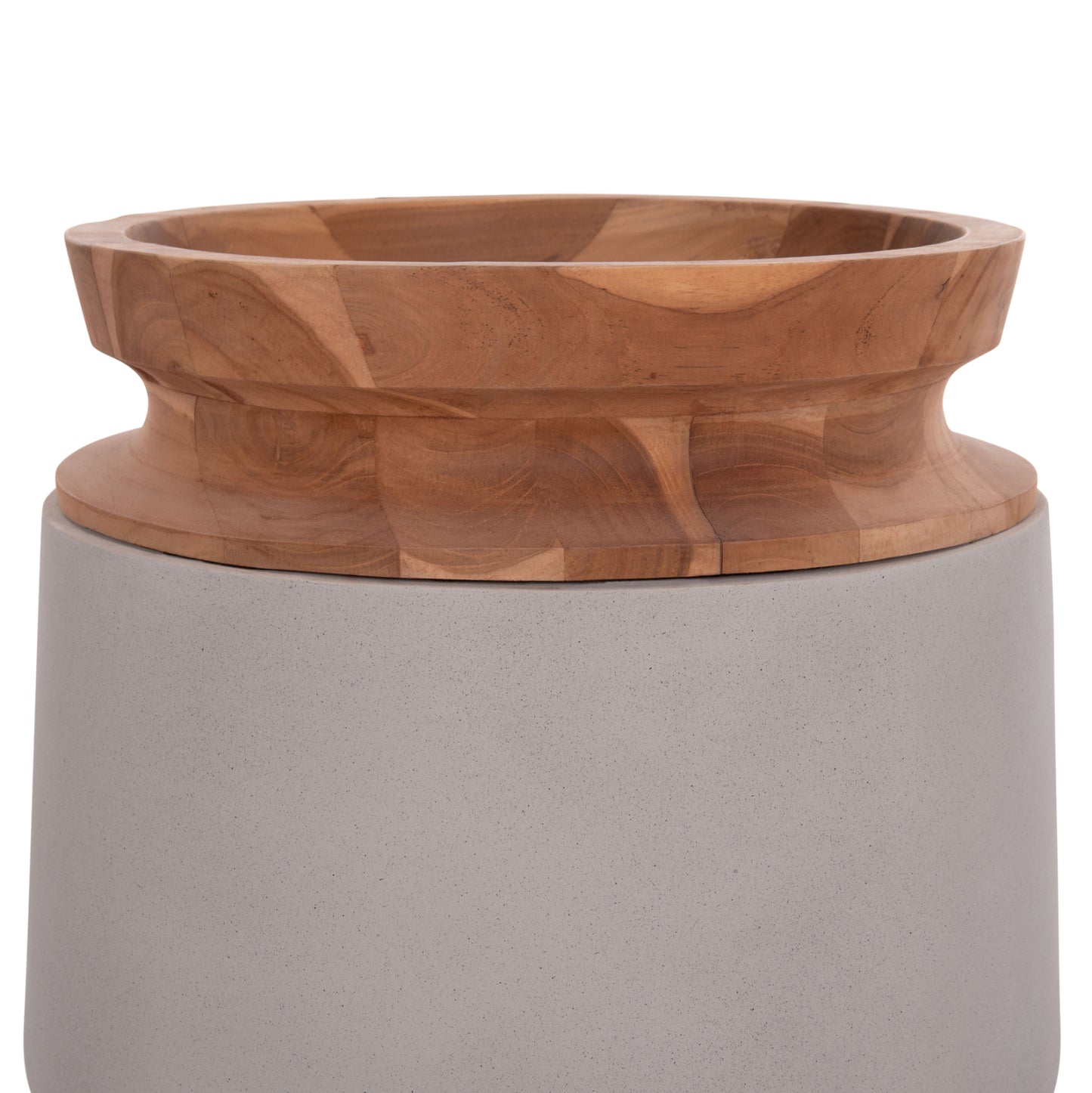 Decorative Floor Vase Linter Hm4662.03l Fiber Cement In Grey--teak Wood Φ41x47hcm.