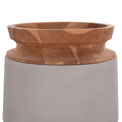 Decorative Floor Vase Linter Hm4662.03l Fiber Cement In Grey--teak Wood Φ41x47hcm.