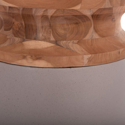 Decorative Floor Vase Linter Hm4662.05s Fiber Cement In Grey Matte--teak Wood Φ34x60hcm.