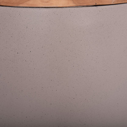 Decorative Floor Vase Linter Hm4662.05s Fiber Cement In Grey Matte--teak Wood Φ34x60hcm.