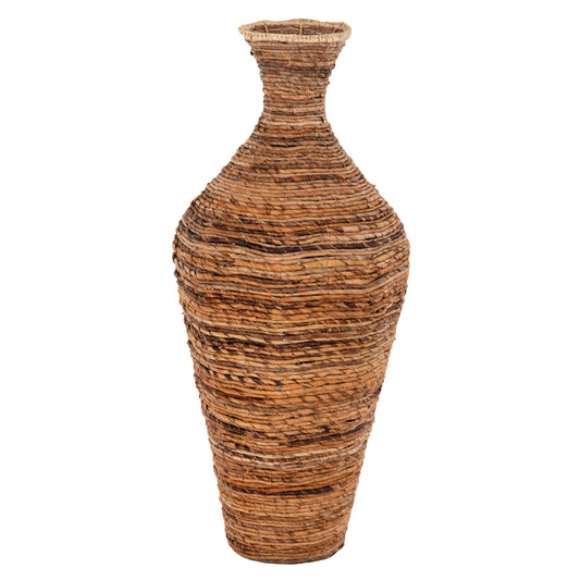 Decorative Floor Vase Hm7836 Banana Fiber Rush-mat In Brown Color Φ43x100hcm.