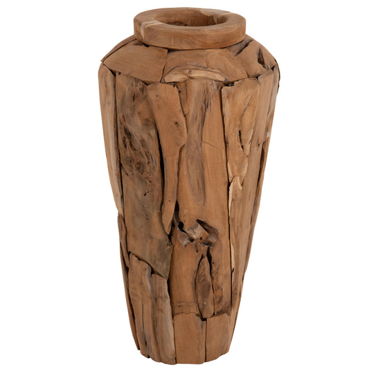 Decorative Floor Vase Zenia Hm7920 Recycled Teak Wood Pieces In Natural Color Φ40x80hcm.