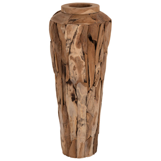 Decorative Floor Vase Zenia ΗΜ7921 Recycled Teak Wood Pieces In Natural Color Φ60x120hcm.