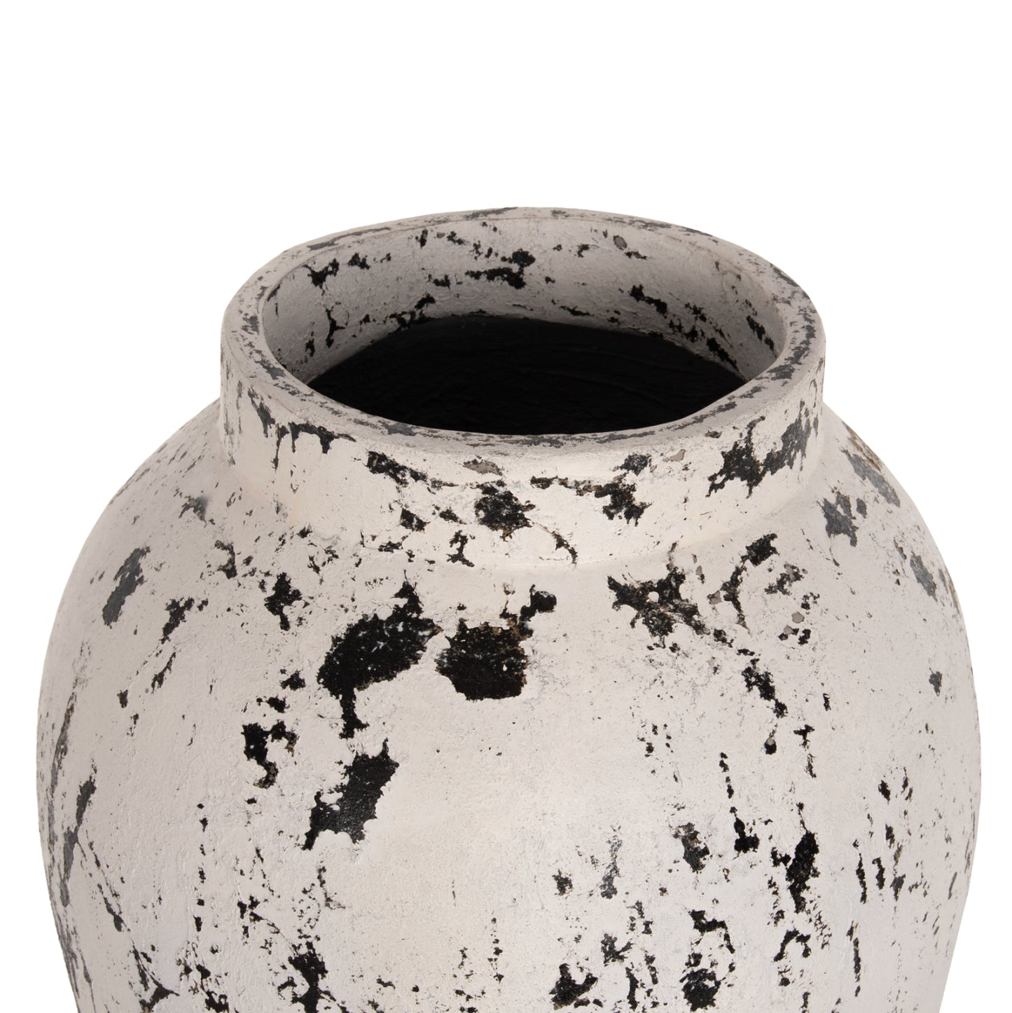 Decorative Floor Vase With Saucer-base Laurel Hm7927 Terracotta In White Patina Φ55x120hcm.