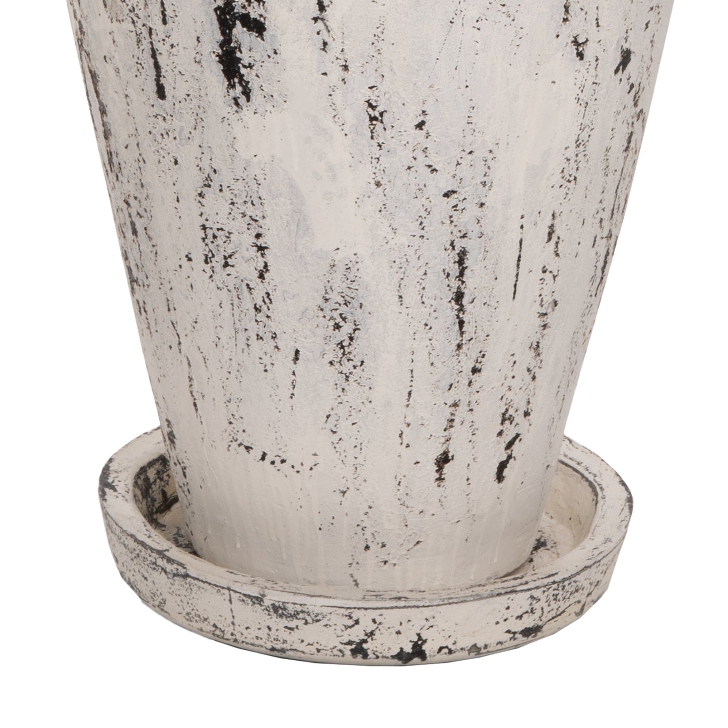 Decorative Floor Vase With Saucer-base Laurel Hm7937 Terracotta In White Patina Φ45x100hcm.