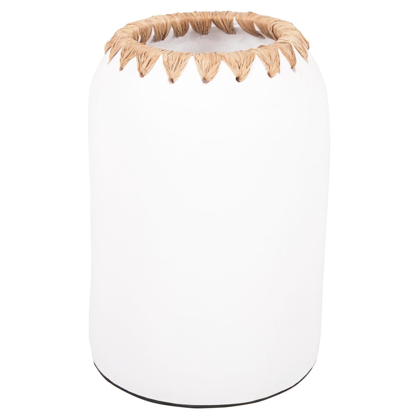 Decorative Vase Hm4377 Terracotta In White With Straw  Weaving On The Rim Φ21Χ32hcm.