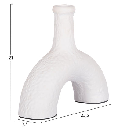 Decorative Vase Series Clayvon Hm4403 Terracotta In White Color 23.5x7.5x21hcm.