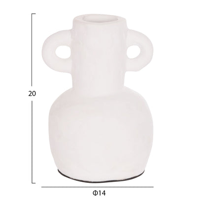 Decorative Vase Series Clayvon Hm4406 Terracotta In White Color Φ14x20hcm.