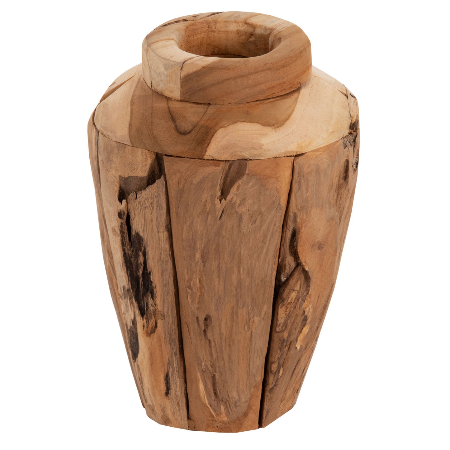 Decorative Vase Hm7917 Recycled Pieces Of Teak Wood In Natural Color Φ15x30hcm.