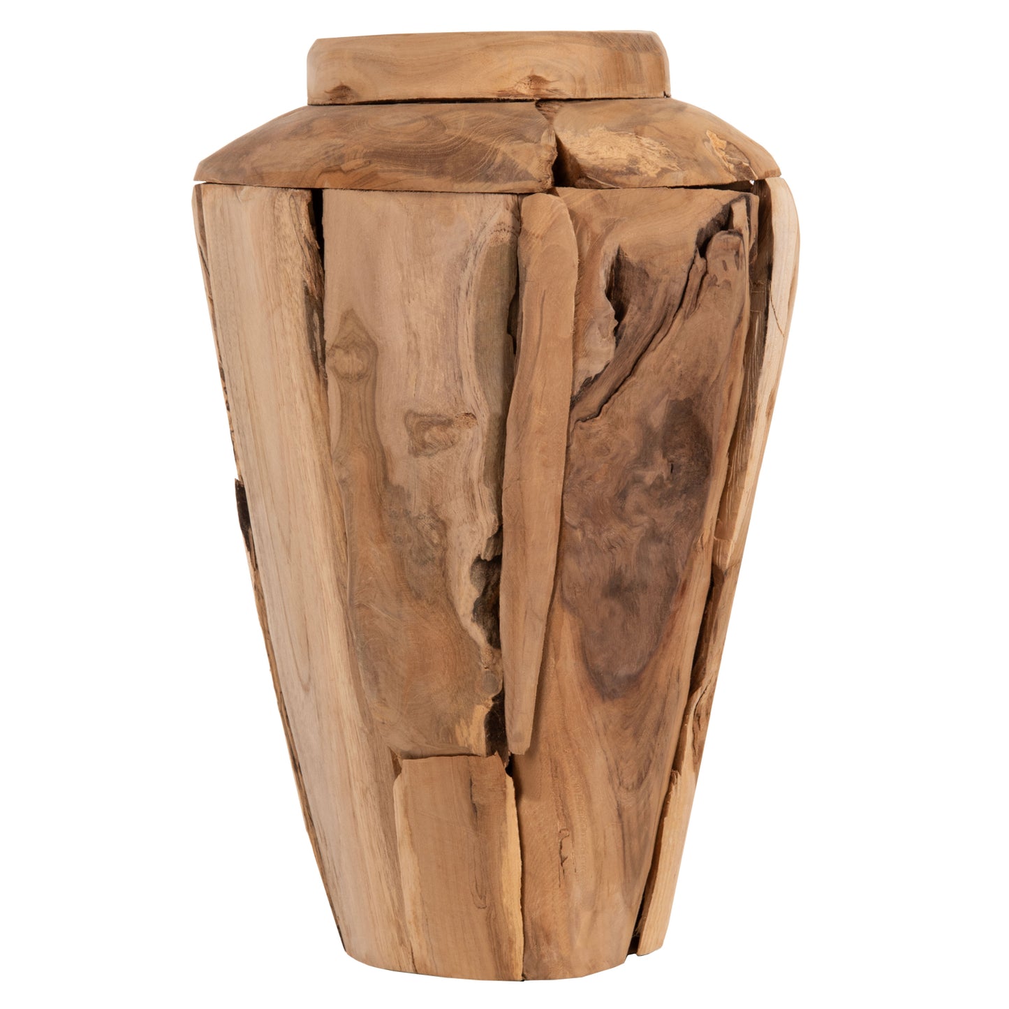 Decorative Vase Zenia Hm7918 Recycled Pieces Of Teak Wood In Natural Color Φ20x40hcm.