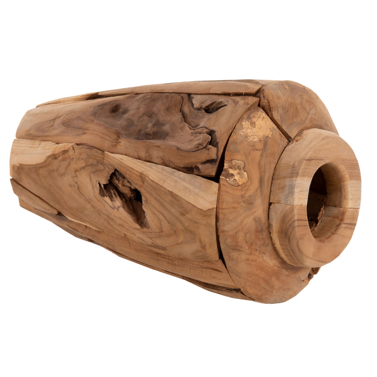 Decorative Vase Zenia Hm7918 Recycled Pieces Of Teak Wood In Natural Color Φ20x40hcm.