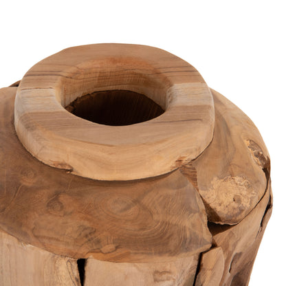 Decorative Vase Zenia Hm7918 Recycled Pieces Of Teak Wood In Natural Color Φ20x40hcm.