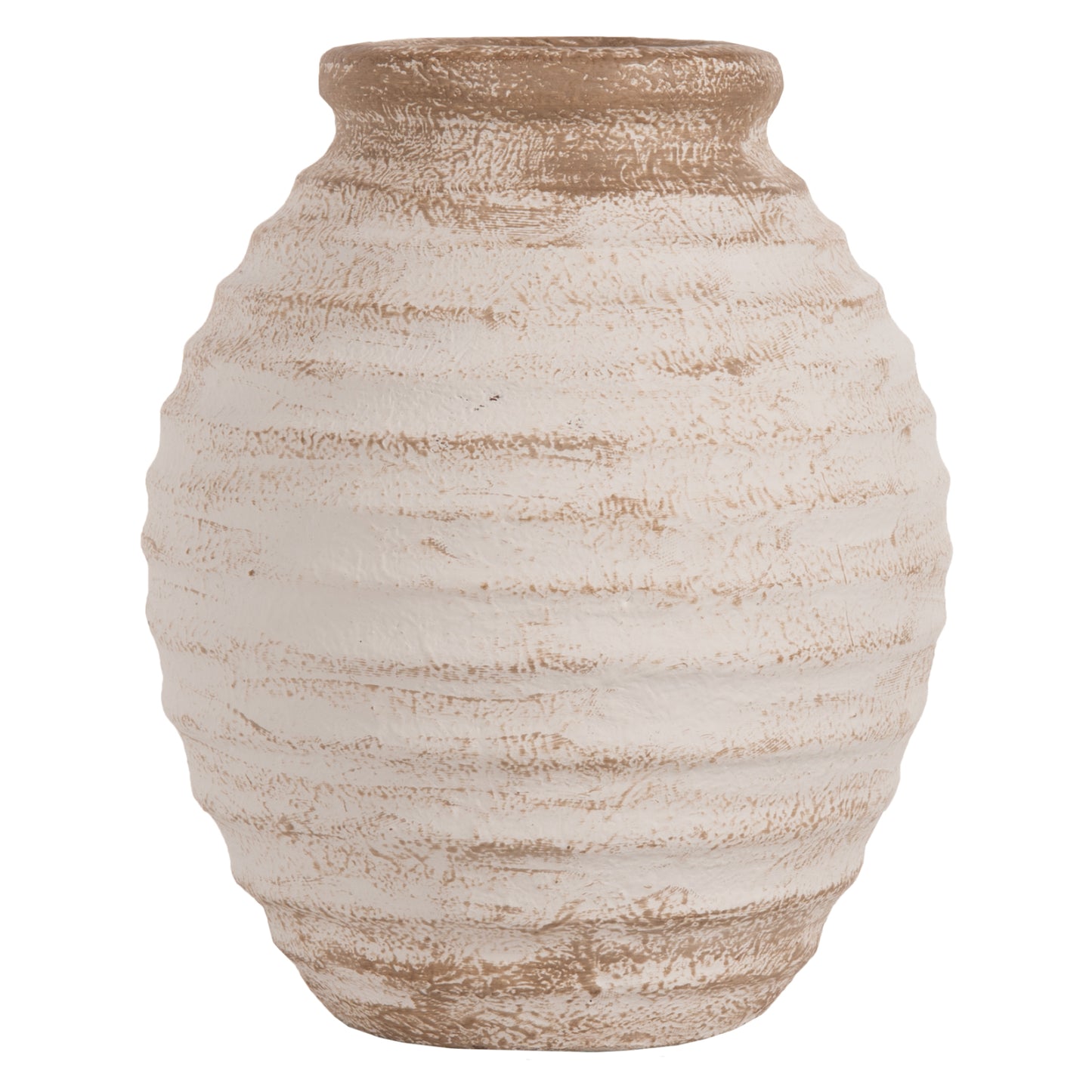 Decorative Vase Pydna Hm7940 Terracotta In Antique White-beige Coloring Φ20x25hcm.
