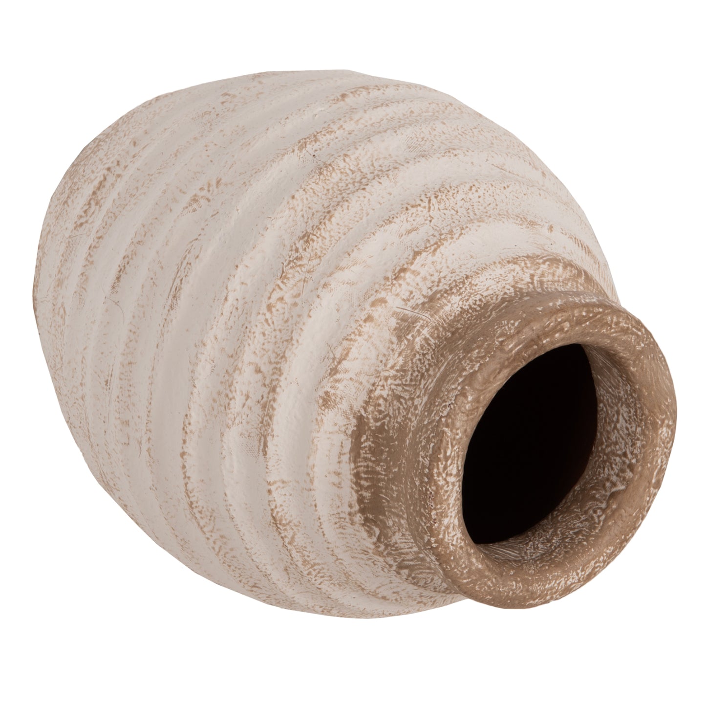 Decorative Vase Pydna Hm7940 Terracotta In Antique White-beige Coloring Φ20x25hcm.