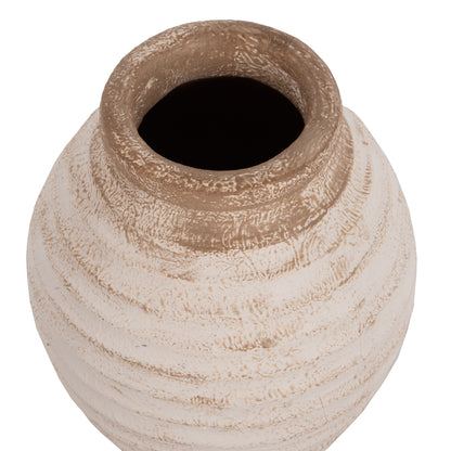 Decorative Vase Pydna Hm7940 Terracotta In Antique White-beige Coloring Φ20x25hcm.