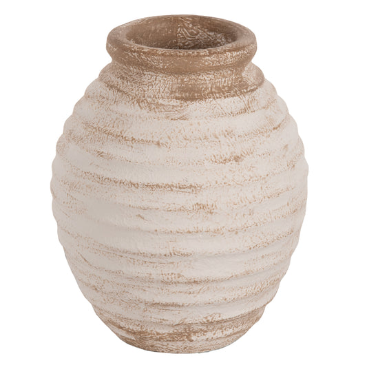 Decorative Vase Pydna Hm7940 Terracotta In Antique White-beige Coloring Φ20x25hcm.