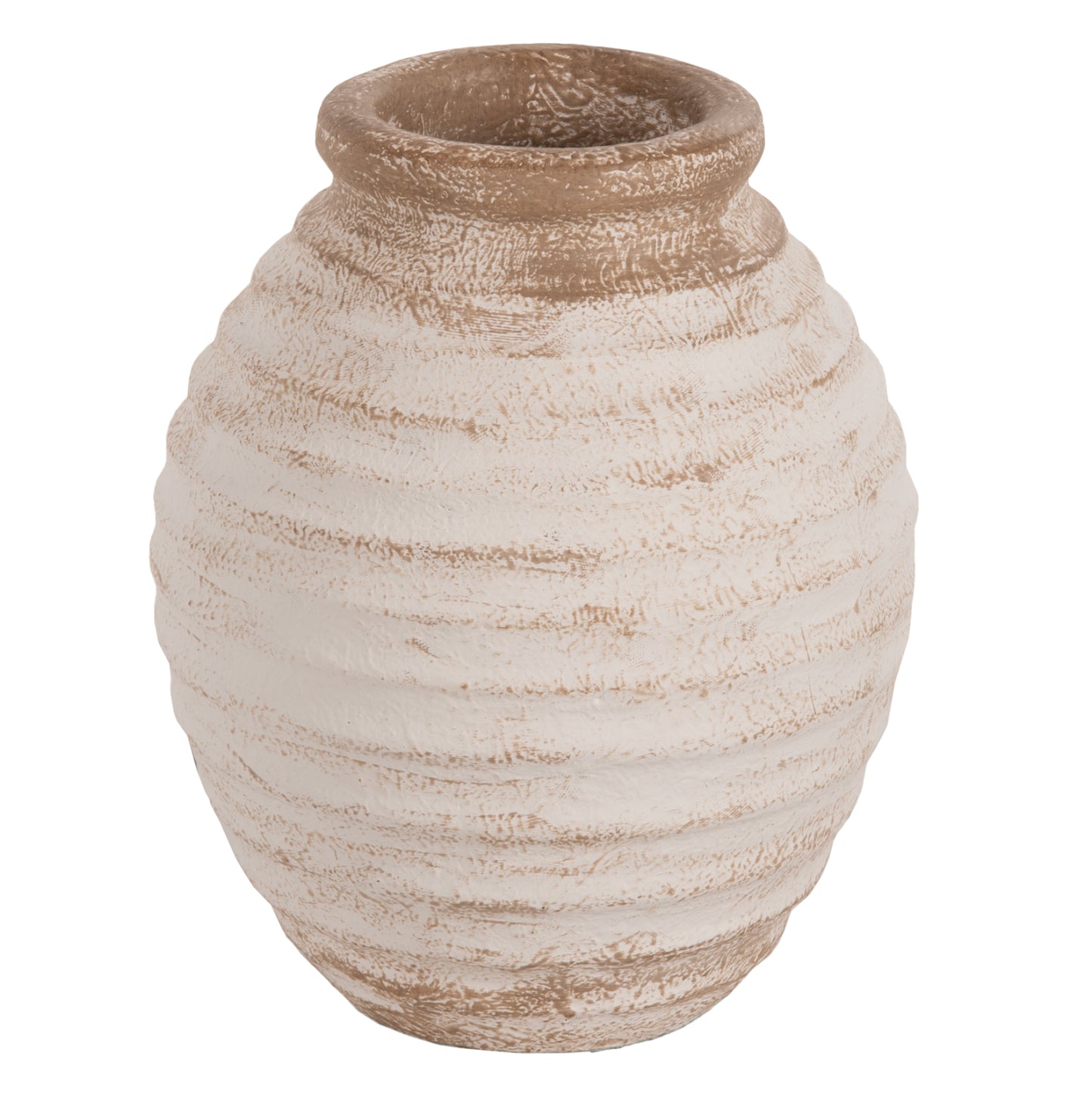 Decorative Vase Pydna Hm7940 Terracotta In Antique White-beige Coloring Φ20x25hcm.