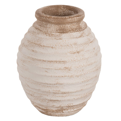 Decorative Vase Pydna Hm7940 Terracotta In Antique White-beige Coloring Φ20x25hcm.