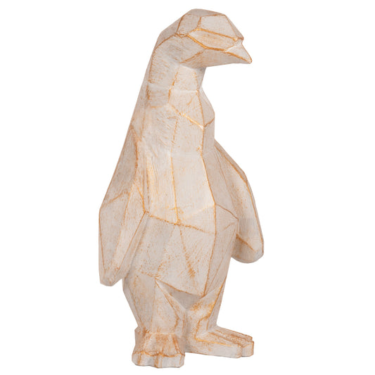 Floor Decoration Penguin Hm7915 Grc In White Patina Color With Gold Details 30x20x60hcm.