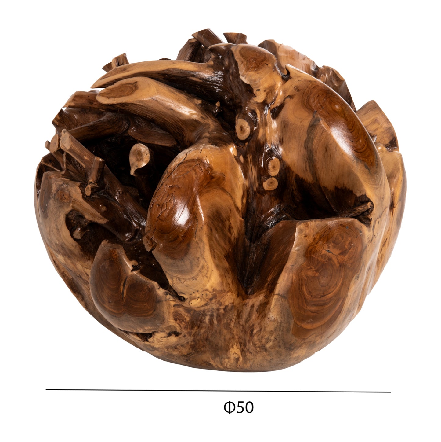 Floor Decoration Clem Hm9652 Sphere Made Of Solid Teak Wood-large Size Φ50cm.