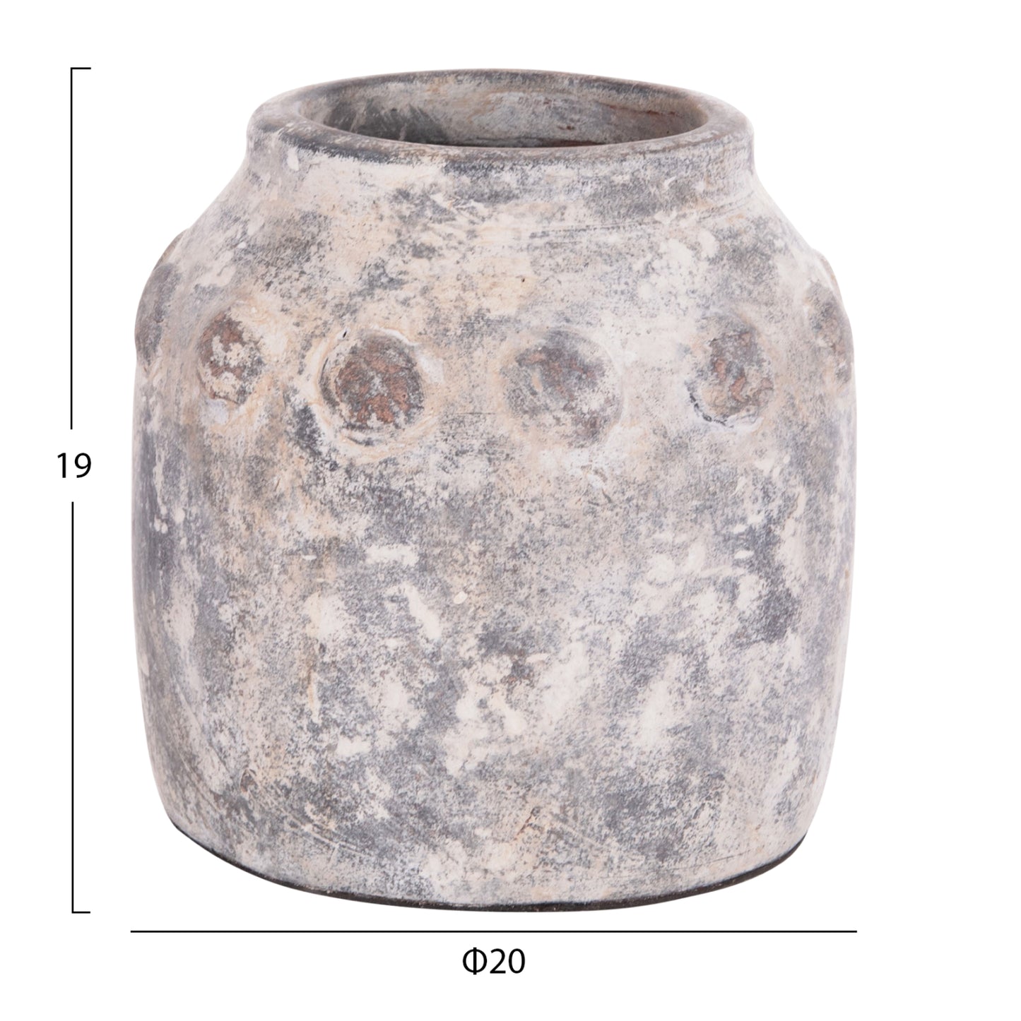 Decorative Table Vase Vermo Hm4392 Terracotta In Grey Φ20x19hcm.