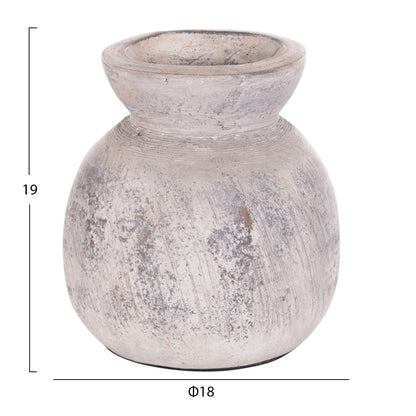 Decorative Table Vase Vermo Hm4396 Terracotta In Light Grey Φ18x19hcm.