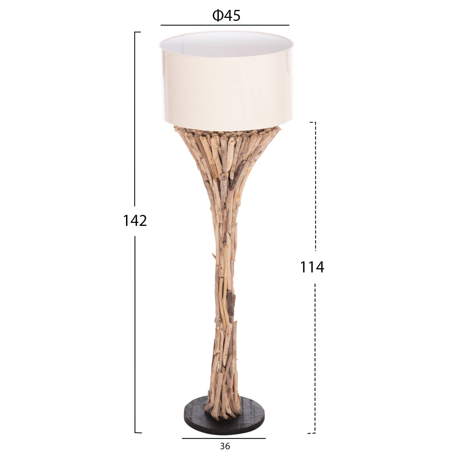 Decorative Floor Standing Lamp Altar Hm4433 Driftwood--white Pvc Cap Φ45x142hcm.