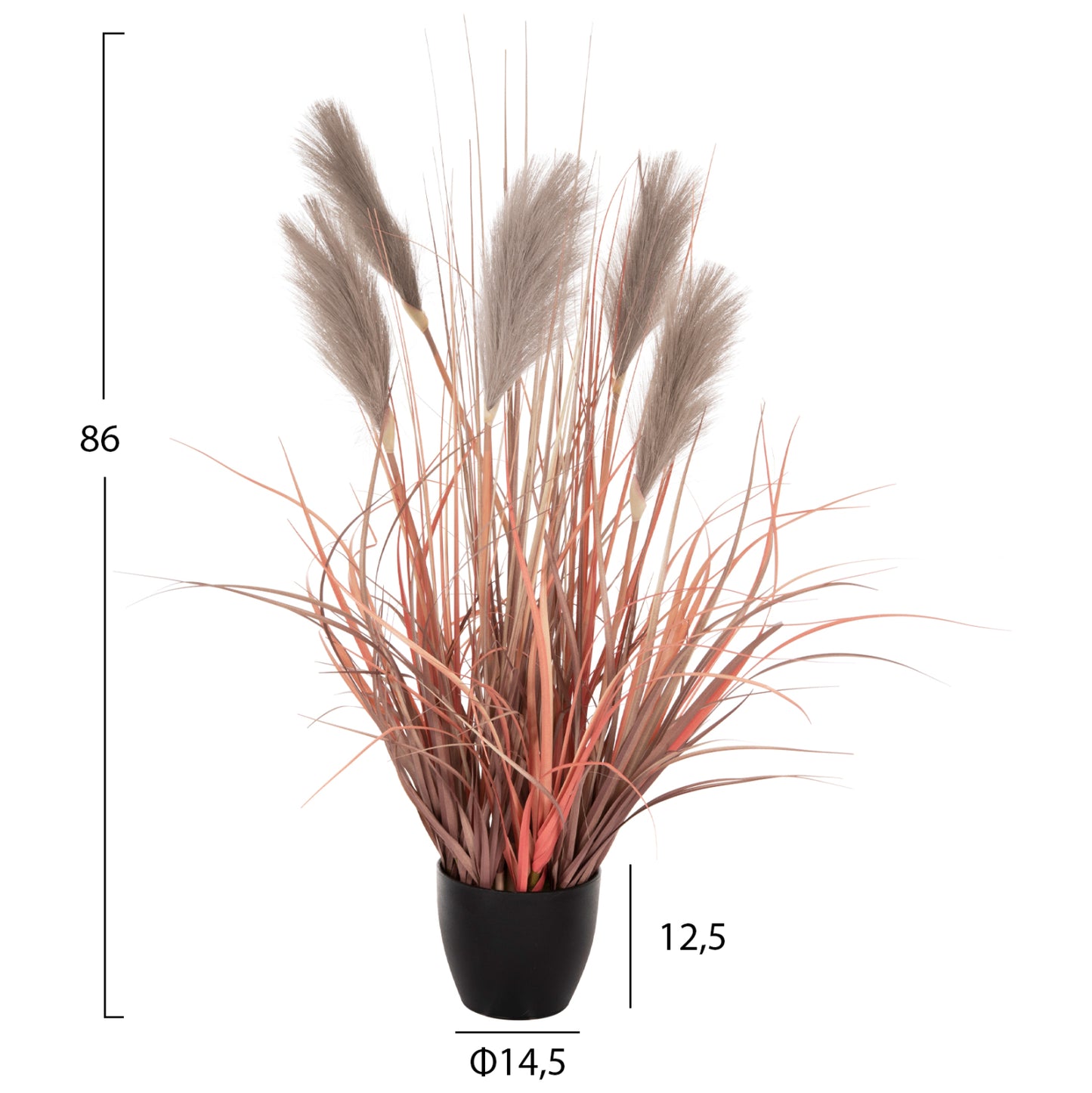 Decorative Synthetic Plant In Pot Hm4015 Grass + Feathers Φ14,5x12,5-86hcm.