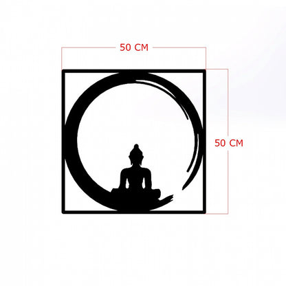 Wall Decoration 100% Metallic Black Buddha Figure 50x50 Hm7210