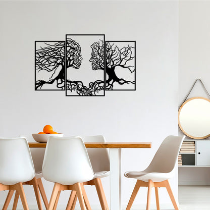 Wall Decoration 100% Metallic Black Tree With Human Faces 116x71 Hm7211