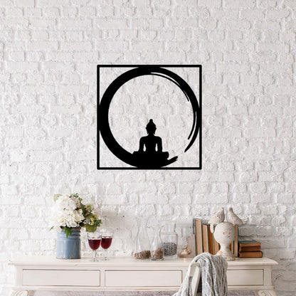 Wall Decoration 100% Metallic Black Buddha Figure 50x50 Hm7210