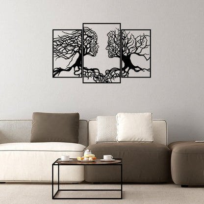 Wall Decoration 100% Metallic Black Tree With Human Faces 116x71 Hm7211