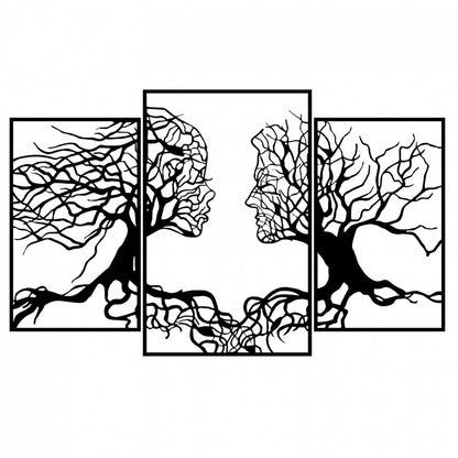 Wall Decoration 100% Metallic Black Tree With Human Faces 116x71 Hm7211
