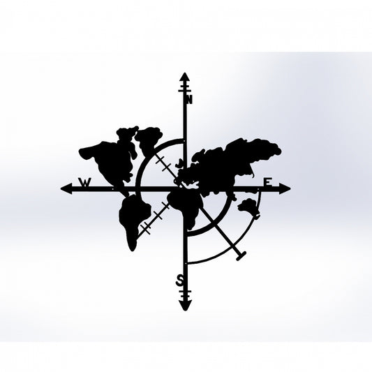 Wall Decoration 100% Metallic Black Wold Map 48x50 Hm7214