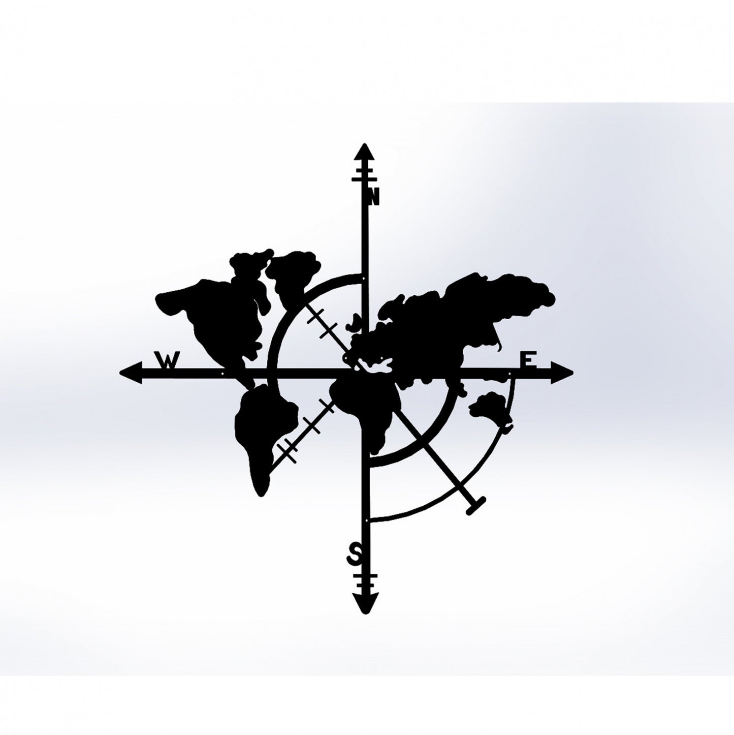 Wall Decoration 100% Metallic Black Wold Map 48x50 Hm7214