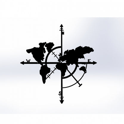 Wall Decoration 100% Metallic Black Wold Map 48x50 Hm7214