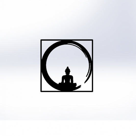 Wall Decoration 100% Metallic Black Buddha Figure 50x50 Hm7210