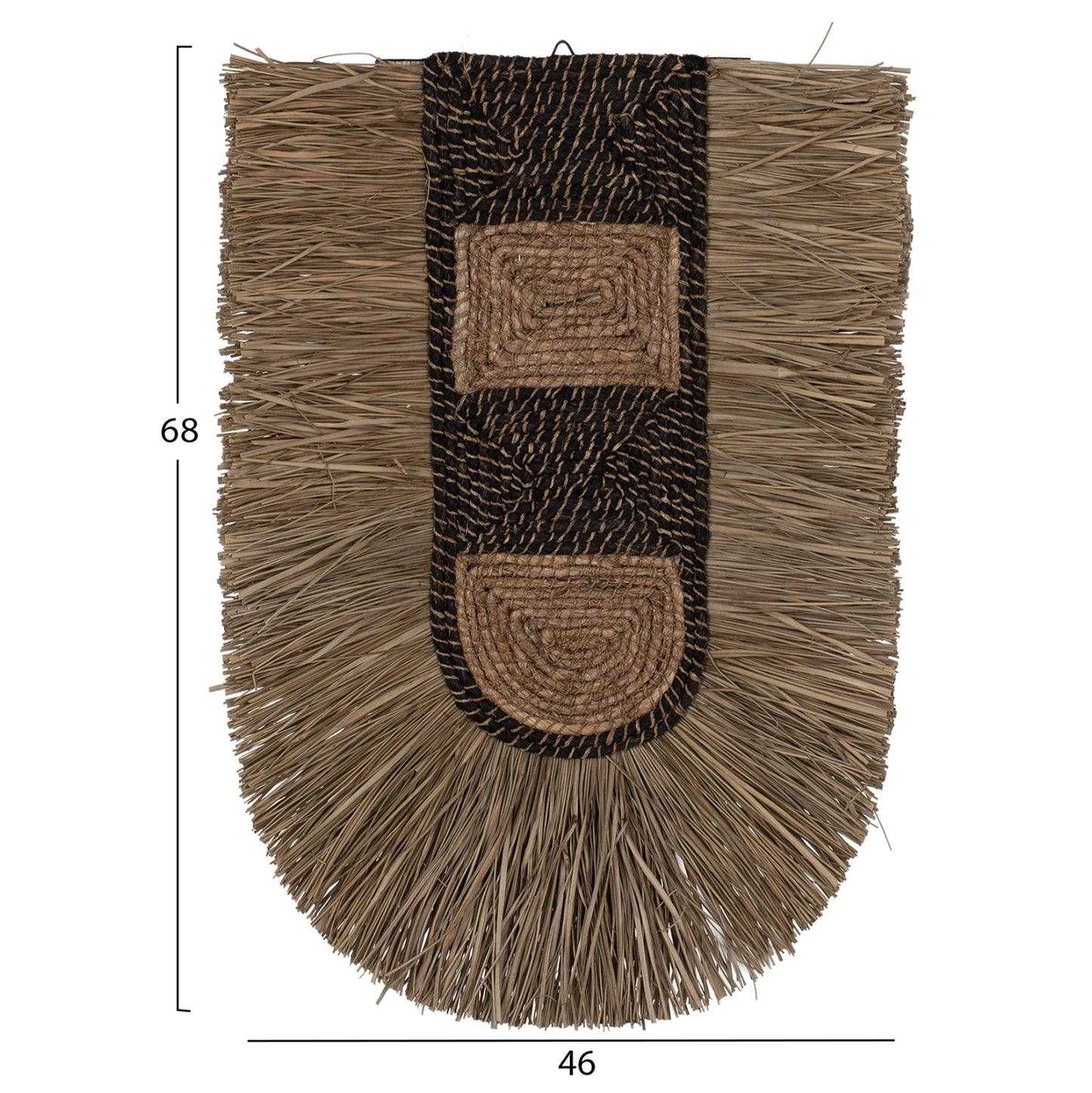 Wall Decor Made Of Grass And Abaca Fibers In Natural And Black 46x8x68hcm.hm7793