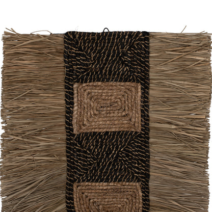 Wall Decor Made Of Grass And Abaca Fibers In Natural And Black 46x8x68hcm.hm7793