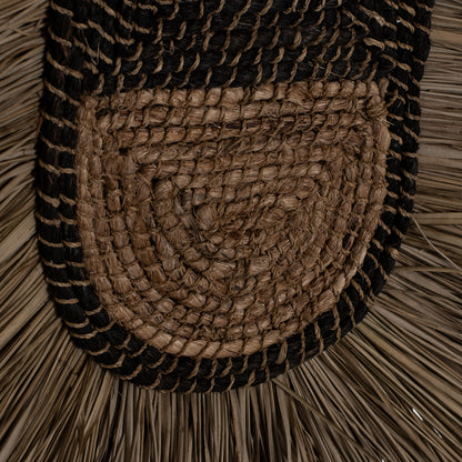 Wall Decor Made Of Grass And Abaca Fibers In Natural And Black 46x8x68hcm.hm7793