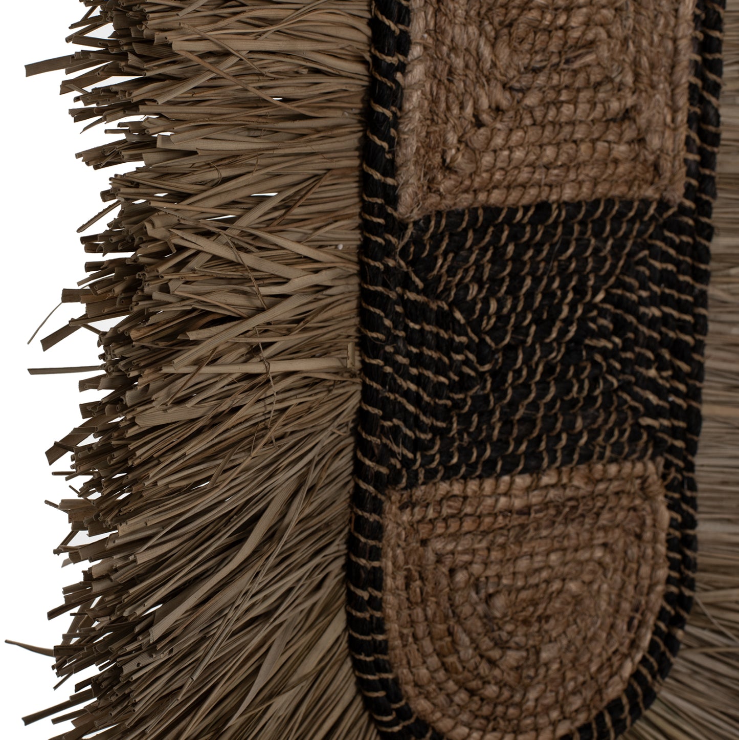 Wall Decor Made Of Grass And Abaca Fibers In Natural And Black 46x8x68hcm.hm7793