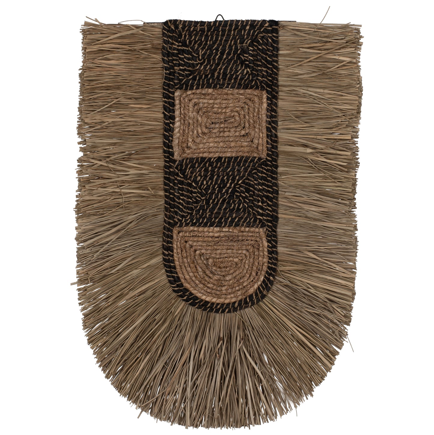 Wall Decor Made Of Grass And Abaca Fibers In Natural And Black 46x8x68hcm.hm7793