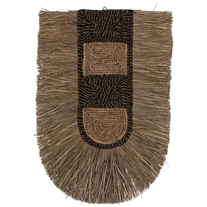 Wall Decor Made Of Grass And Abaca Fibers In Natural And Black 46x8x68hcm.hm7793
