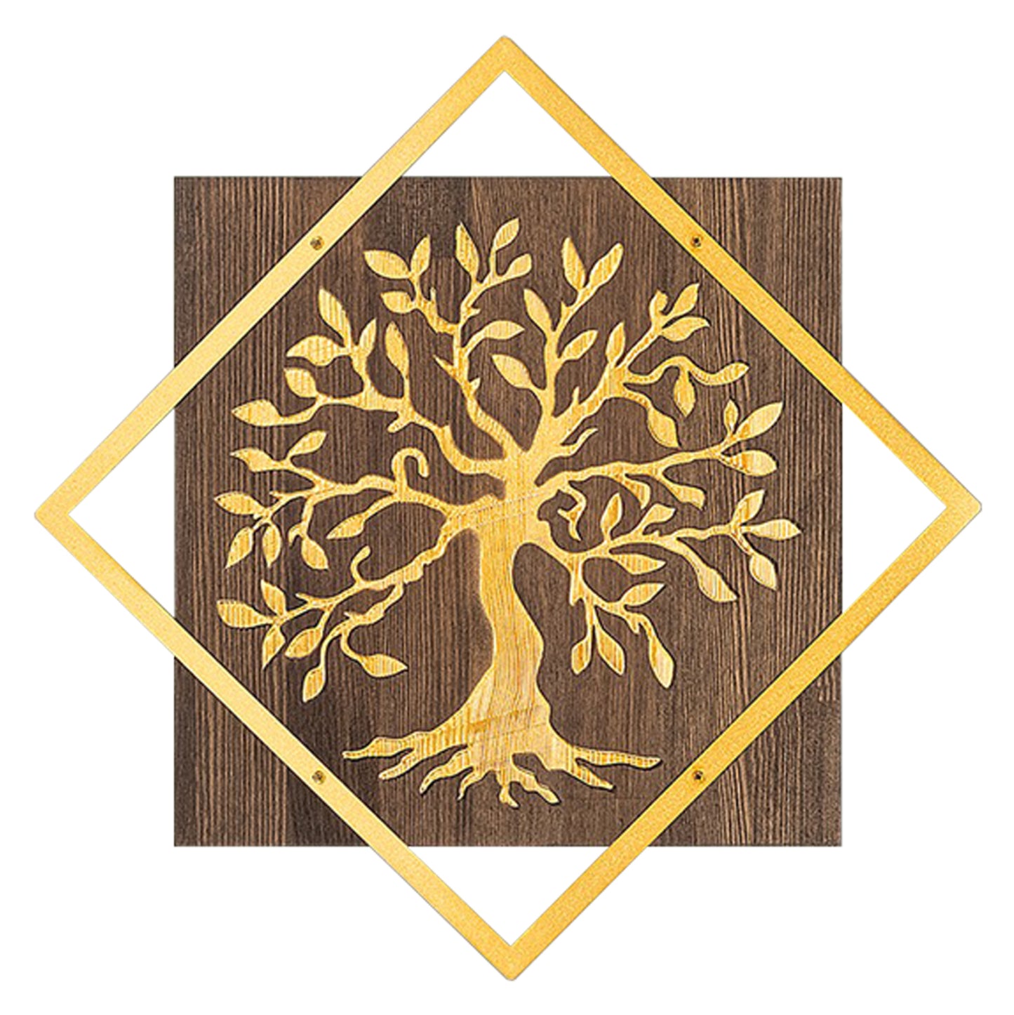 Wall Decoration Tree Figure Hm4752-metal In Gold-wood 54x3(thickness)x54hcm.